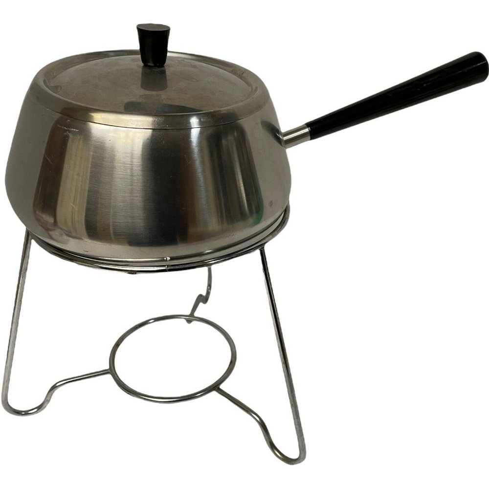 Vintage Fondu Pot Spring Inox 18/8 Silver Stainless Steel Made‎ in Switzerland
